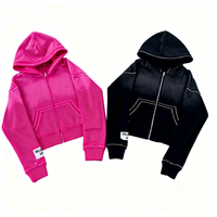 Sweat à capuche zippé Y2K pour homme, style punk streetwear, coupe slim, court, avec décorations cloutées, veste décontractée tendance