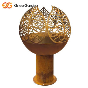 Corten Steel Outdoor Artistic Decorative <b>Fire</b> <b>Pit</b> Bowl Freestanding Warming Sphere for Patio for Firewood <b>Fire</b> <b>Pits</b> - Product Image 5