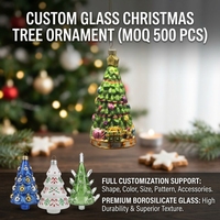 Ornement de Noël en verre en forme de chien, fabricant en gros OEM, train, gâteau, ballon, décoration de fête, cadeau, boule en borosilicate, logo personnalisé
