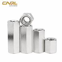 DIN6334 304 Stainless Steel Hex Coupling Nut Long Hollow Hex Nut M3-M24 Threaded Rod Connector OEM Wholesale Factory