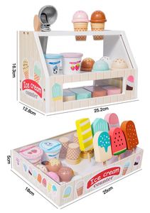 Jouet de cuisine en bois pour enfants, stand de crème glacée, jeu d'imitation, aliments jouets pour filles, cadeau idéal - Product Image 6