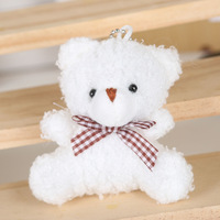 Porte-clés promotionnel en peluche petit ours en peluche de 8 cm avec nœud papillon à carreaux, plusieurs couleurs, cadeau souvenir pas cher, breloque de sac à dos
