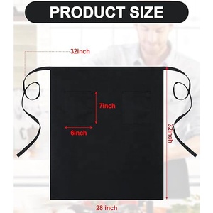<span class=keywords><strong>Tablier</strong></span> de bistro unisexe personnalisé avec logo, 2 poches, <span class=keywords><strong>tablier</strong></span> demi-taille avec liens longs pour serveur, chef, barman - Product Image 4