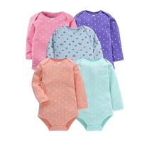 Ensemble de 5 barboteuses à manches longues en coton pour bébés garçons nouveau-nés, de haute qualité, vente en gros