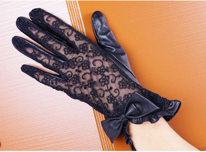 Elegant Purple Lace Leather Gloves for Women - Long Dress Gloves for  Business, Casual, and Outdoor Use