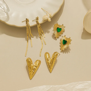 High Quality 18K Real Gold Plated Zircon Point Drill Embossed Love Heart <b>Small</b> Sun Long Tassel <b>Earrings</b> For Women Fashion - Product Image 3