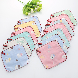 En gros, petite serviette carrée six couches en gaze pour la maternelle, motif animalier de dessin animé - Product Image 2