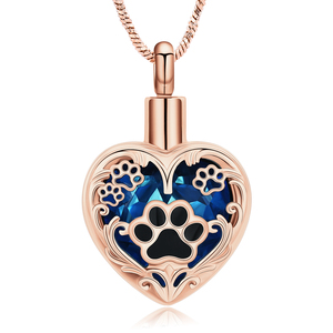 Paw cetak hati kremasi perhiasan hewan peliharaan Urn kalung untuk abu untuk anjing/kucing abu kenang-kenangan perhiasan Memorial - Product Image 6