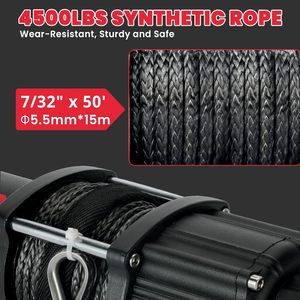 Winche Eléctrico Todoterreno de 4500 Libras para ATV/UTV, 12V, <span class=keywords><strong>con</strong></span> Cuerda Sintética de 1/4"*50' - Product Image 5
