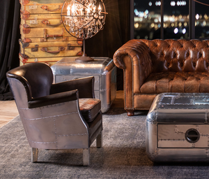 Aviator Retro Industriële Real Lederen Vleugel Hoge Rugleuning Stoel Loft Stijl Voor Slaapkamer Dineren Villa Vintage <span class=keywords><strong>Wingback</strong></span> Bank Voor Het Leven - Product Image 4