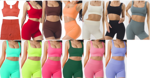 2023 Logo personalizzato Fitness abbigliamento Leggings Ropa Deportiva Gym ActiveWear 4 pezzi allenamento donna costine senza soluzione di continuità Yoga <span class=keywords><strong>Set</strong></span> per Wome - Product Image 3