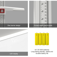 Báscula de Peso para Hospital con Pantalla LED de 200 kg/100 g, Vidrio Templado, ABS, Sensor de Alta Precisión de 210 cm, Instrumento de Medición de Altura