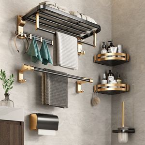 Moderno Estante de Almacenamiento de Aluminio <span class=keywords><strong>para</strong></span> <span class=keywords><strong>Baño</strong></span>, Montado en la Pared, con Barras Ajustables <span class=keywords><strong>para</strong></span> Toallas, Ecológico y Duradero, <span class=keywords><strong>para</strong></span> Apartamentos, Hoteles y Uso en Esquinas - Product Image 2