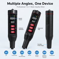Testeur de qualité de l'eau portable 7-en-1 à alimentation directe pour stylo, mesure TDS, EC, pH, ORP, salinité, avec écran rétroéclairé, précision 2.