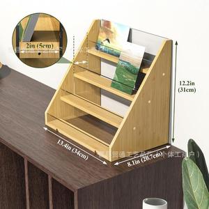 Wooden Greeting Card Storage Rack 13.4in x 8.1in x 12.2in <b>Desktop</b> Display <b>Shelf</b> With Acrylic Panel Multipurpose Organization - Product Image 1