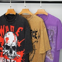 T-shirt graphique unisexe vintage délavé à l'acide, T-shirt de luxe de haute qualité, T-shirts oversize, Vêtements personnalisés avec logo de marque, T-shirt homme