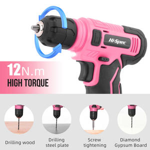 ชุดสว่านไฟฟ้าสีชมพู 110 ชิ้น พร้อมหัวจับดอกสว่านแบบไม่ใช้กุญแจ และแรงบิด 50 นิวตันเมตร สำหรับใช้ในบ้าน - Product Image 5