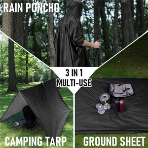 Impermeabile con cappuccio Poncho esterno leggero 3 in 1 con maniche impermeabili copri pioggia per tenda per <span class=keywords><strong>moto</strong></span> per escursioni in campeggio - Product Image 6