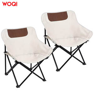 Chaise de camping pliable Woqi, cadre en aluminium, tissu Oxford, chaise de jardin, blanc ivoire - Product Image 1