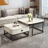 Table basse en verre écologique de style moderne simple pour salon, petite maison, luxe léger, dalle de roche