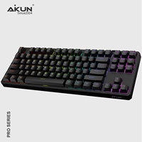 Aikun GX987WR Keyboard Gaming USB 3 Mode Berkabel/Nirkabel BT 87 Tombol Baterai Isi Ulang Sakelar Mekanik Makro Lampu Latar RGB