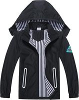 Veste de sport pour enfants, fermeture éclair, tissée, respirante, légère, doublure douce, col rond, coupe-vent, à capuche, pliable facilement, imperméable