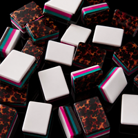 160 pièces de Mahjong américain en acrylique, motif écaille de tortue, avec supports transparents