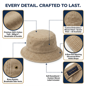 Casquettes de pêcheur personnalisées de haute qualité avec logo brodé, coton UPF 50+ protection solaire UV, plusieurs couleurs, chapeau de pêcheur pour hommes et femmes - Product Image 2