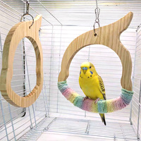 Perchoir suspendu en bois massif pour perroquet, avec corde en coton colorée (pour perruches/lovebirds), pour le nettoyage des griffes et la réduction de l'ennui