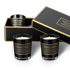 Z&M Cafthings Scented Candles Gift Set 3 Pack - Natural Soy Wax Premium Matte Black Candles Glass