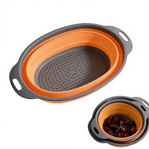 Multifunctional Foldable Food Grade Silicone Sink <b>Drain</b> <b>Basket</b> Colander Set for Home Kitchen Use Dishwasher Safe - Product Image 1