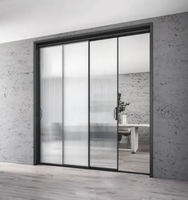 Porte coulissante en verre minimaliste de style chinois haut de gamme, étanche, simple vitrage, pour villa, maison ou usage commercial