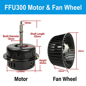 Moteur AC FFU300 avec impeller en plastique 120 mm, moteur à induction monophasé 220 V, efficacité IE4, 168-225 W, 820 tr/min - Product Image 2