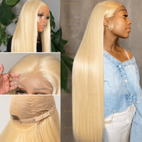 Perruques Lace Front 613 avec Cheveux Brésiliens Vierges Raides et Soyeux, Cheveux Humains Non Traités, Prêtes à Porter pour Femme Noire