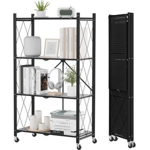 Estantes de Almacenamiento Plegables <span class=keywords><strong>con</strong></span> Ruedas, Unidad de Estantería de Gran Capacidad, Estante de Alambre de Acero Independiente, Sin Ensamblaje, Organizador - Product Image 2