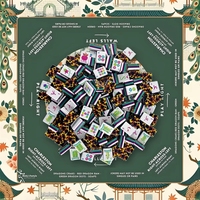 Mahjong américain gravé à 4 couches avec tapis, acrylique léopard de 1,26 pouces, édition impériale vert pin