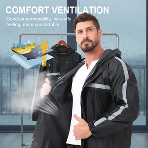 Completo Impermeabile Ecologico Antitempesta Riflettente con Giacca e Pantaloni a Copertura Totale - Product Image 1