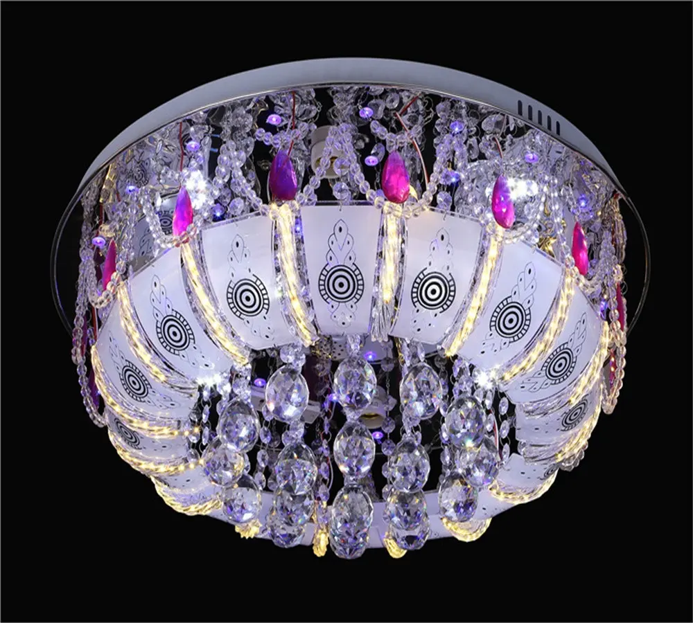 2021 New design cheap price crystal ceiling lamp with mp3 bluetoth speaker and remote control