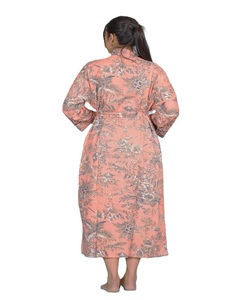 Nouvelle Robe Kimono Longue en Coton Imprimée à la Main, Manches Longues, Longueur Genou, avec Cordon de Serrage – Vente en Gros - Product Image 2