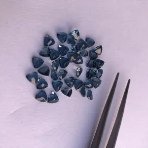 Piedra de Topacio Azul Londres Natural de 6mm, piedra facetada trillón cortada, piedras preciosas sueltas, forma de fabricante, proveedor de piedra para la fabricación de joyas ahora