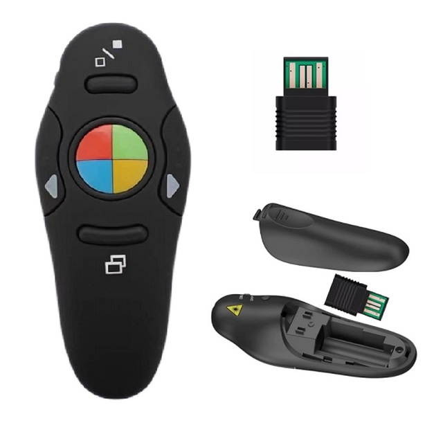 Wireless Presenter Red 30m Range 2.4 GHz PowerPoint Remote Control AAA Battery Full Screen Black Screen for PPT/Google