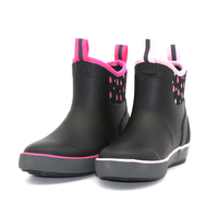 Bottes de pluie en néoprène faciles à enfiler, motif gouttelettes roses, imperméables, pour travaux de jardinage, pour femmes, ODM