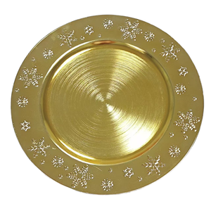 Vente en gros d'assiettes jetables en or clair <span class=keywords><strong>de</strong></span> 13 pouces <span class=keywords><strong>petit</strong></span> flocon <span class=keywords><strong>de</strong></span> neige traditionnel moderne pour la fête <span class=keywords><strong>de</strong></span> Noël en plastique - Product Image 5