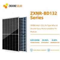 Panneau solaire bifacial double vitrage Znshine 620w 650W type N TOPCon, module PV monocristallin haute efficacité