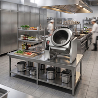 Robot de cuisine professionnel automatique pour riz sauté, avec fonction de rotation et agitation, compatible gaz et électrique, type wok, pour restaurants