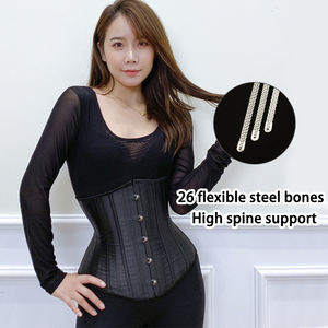 Corsé gótico de satén para mujer, ropa moldeadora con logotipo personalizado, 26 huesos de acero, moldeador de cuerpo delgado <span class=keywords><strong>antiguo</strong></span>, entrenador de cintura transpirable, corsé Colombianas - Product Image 3