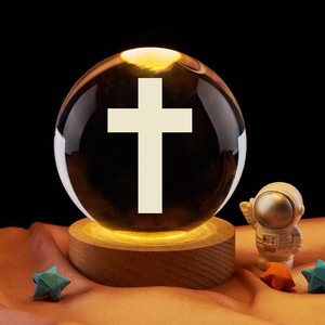 Modern 3D Crystal Cross Jesus Figurine LED <b>Night</b> <b>Light</b> Laser Engraved Crucifix Easter Decoration for Resin USB Ws1532 Bedroom Ni - Product Image 4