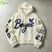 Sweat à capuche personnalisé brodé, vintage, léger, 230 g/m², avec motifs graphiques, unisexe, épaules tombantes, coupe ample, zippé, pour homme