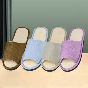 Zapatillas suaves personalizadas para invitados de Spa, cómodas zapatillas blancas de Punta abierta para baño de cuatro estaciones, desechables para Hotel