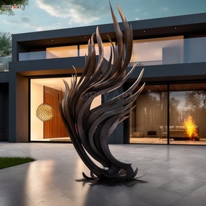 Tùy Chỉnh Khu Nghỉ Mát Công Cộng Cảnh Quan Trang Trí Nội Thất Hiện Đại Kim Loại Thiết Kế Sáng Tạo Brass Đúc Nghệ Thuật Trừu Tượng Lớn <span class=keywords><strong>Phoenix</strong></span> Bronze Bức Tượng Điêu Khắc - Product Image 6